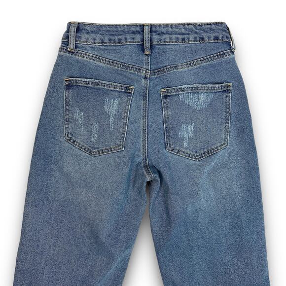 Rue 21 Womens Relaxed Baggy Mid Rise Waist Jeans Distressed Medium Wash Size 2 - Picture 6 of 8